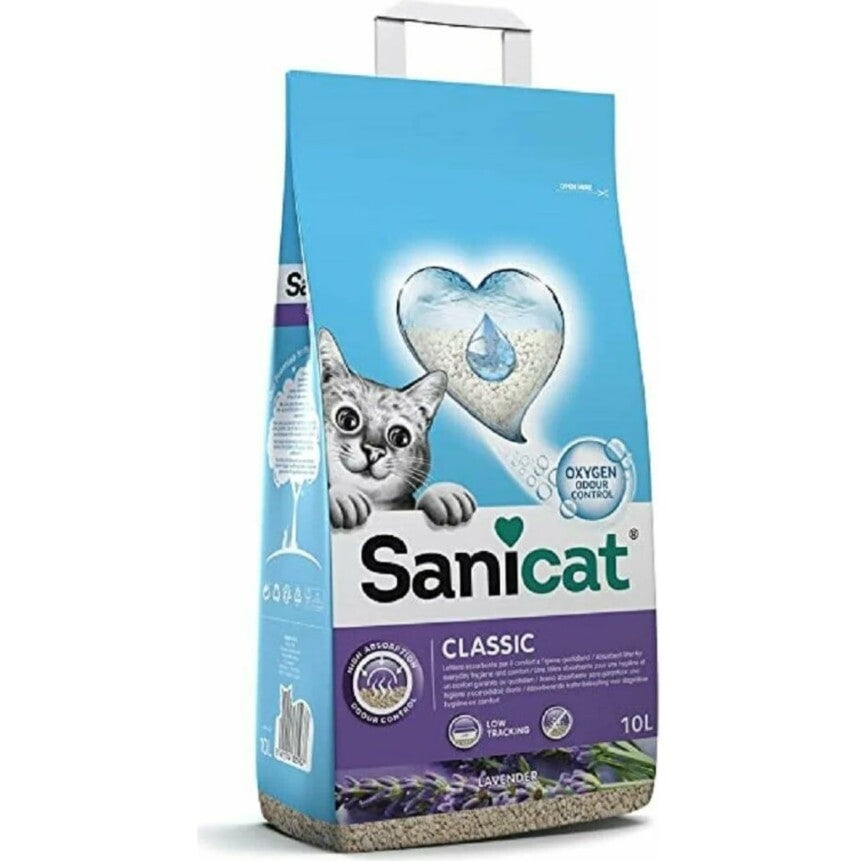 Sanicat Classic Lavantalı Oksijen Kontrollü Emici Topaklanan Bentonit Kedi Kumu 10 LT | SRC: Barcode: 8411514805937